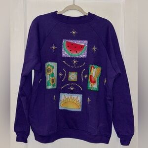 Vintage Rustic Purple Sweatshirt Iron on Patches & Puffy Paint